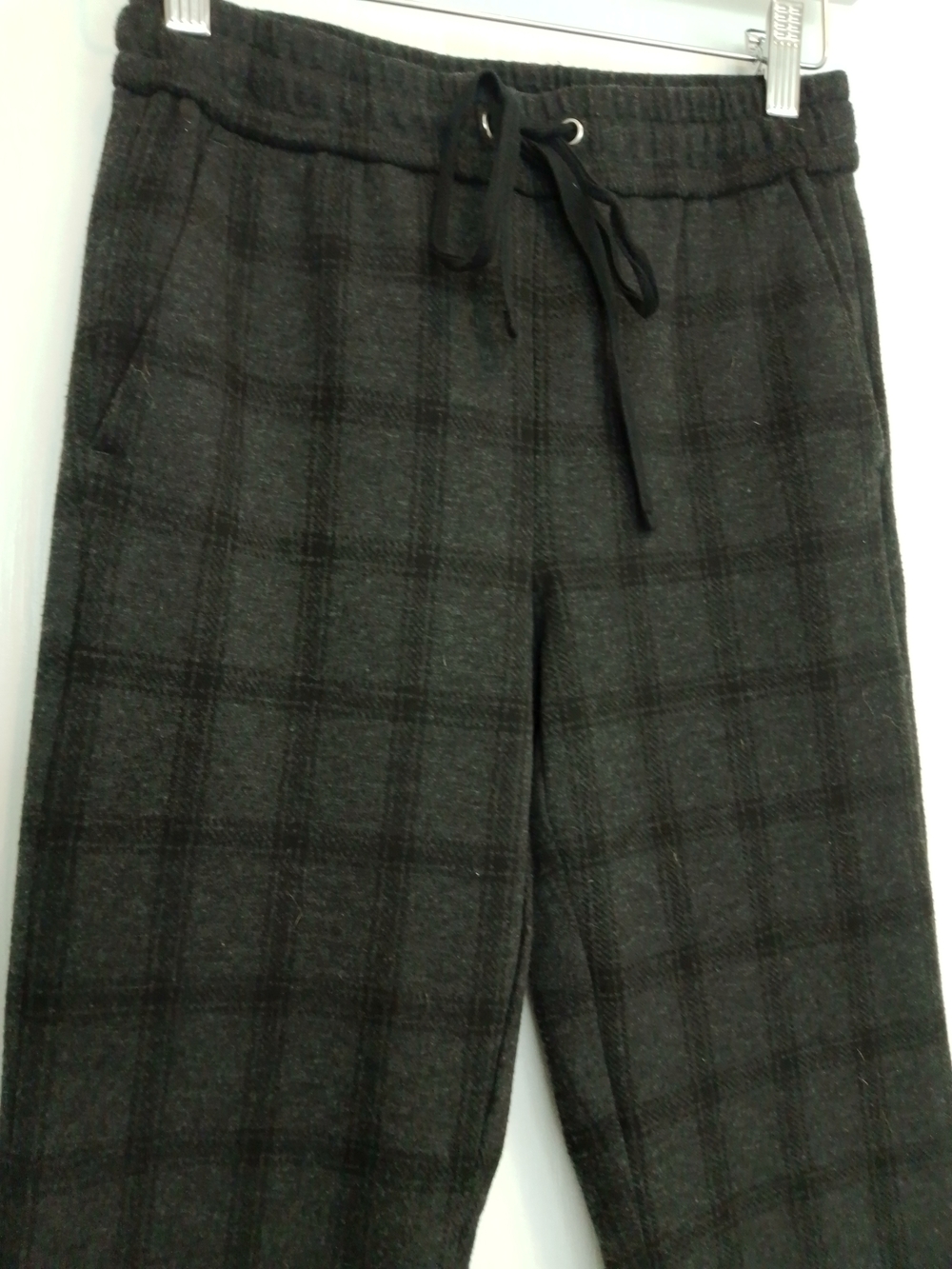 Ann Taylor Black & Gray Plaid Drawstring Pants XXS 00 Petite - Picture 5 of 11